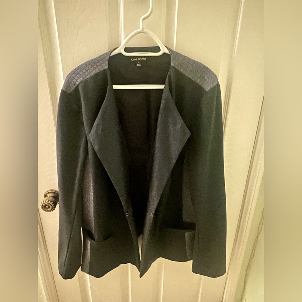 Lane Bryant Size 28 Open-Front Blazer with Quilted Shoulders